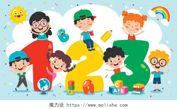 数字符号卡片的概念六一儿童节61儿童节